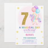 7e anniversaire Unicorn Anniversaire Invitations (Devant / Derrière)