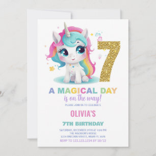 7e anniversaire Unicorn Anniversaire Invitations