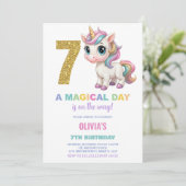 7e anniversaire Unicorn Anniversaire Invitations (Debout devant)