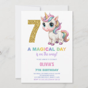 7e anniversaire Unicorn Anniversaire Invitations