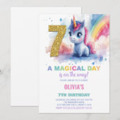 7e anniversaire Unicorn Anniversaire Invitations (Devant / Derrière)