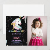 7e anniversaire Unicorn Anniversaire Invitations a (Devant / Derrière)