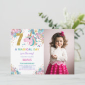 7e anniversaire Unicorn Anniversaire Invitations a (Debout devant)