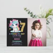 7e anniversaire Unicorn Birthday Invitations photo (Debout devant)