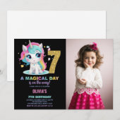 7e anniversaire Unicorn Birthday Invitations photo (Devant / Derrière)