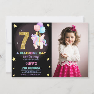 7e anniversaire Unicorn Birthday Invitations photo