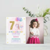 7e anniversaire Unicorn Birthday Invitations photo (Debout devant)