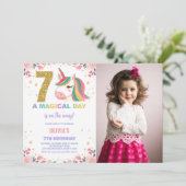 7e anniversaire Unicorn Birthday Invitations photo (Debout devant)