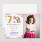 7e anniversaire Unicorn Birthday Invitations photo (Devant / Derrière)