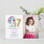 7e anniversaire Unicorn Birthday Invitations photo (Debout devant)