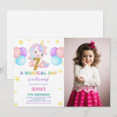 7e anniversaire Unicorn Birthday Invitations photo (Devant / Derrière)