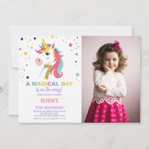 7e anniversaire Unicorn Birthday Invitations photo