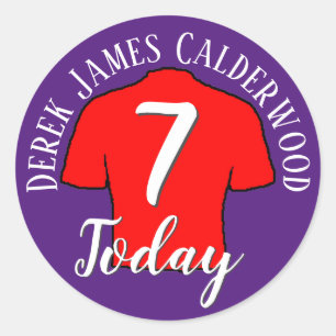 7e Birthday Football Badge to Personalize Ronde Sticker