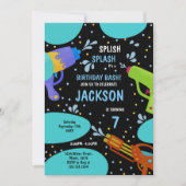 7e Black Green Water Pistool Uitnodigingen (Voorkant)