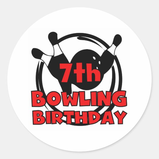 7e bowling verjaardag ronde sticker (Voorkant)