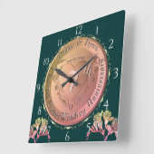 7e bruiloft Jubileum Coppery hart Embleem Vierkante Klok (Hoek)