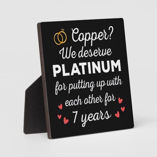 7e bruiloft Jubileum I - Copper Funny Paar Fotoplaat (Voorkant)