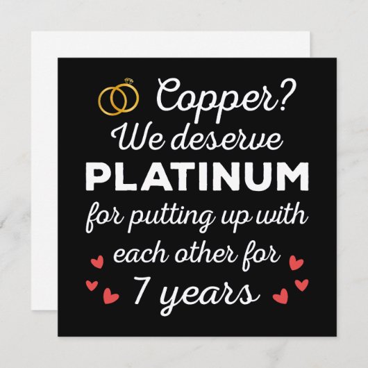 7e bruiloft Jubileum I - Copper Funny Paar Kaart (Voorkant / Achterkant)
