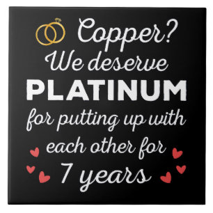 7e bruiloft Jubileum I - Copper Funny Paar Tegeltje