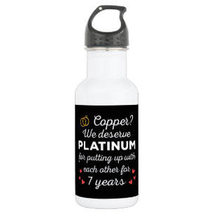7e bruiloft Jubileum I - Copper Funny Paar Waterfles