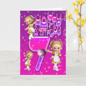 7e carte d'anniversaire mignonne petites parties s (Fleur jaune)
