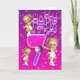 7e carte d'anniversaire mignonne petites parties s