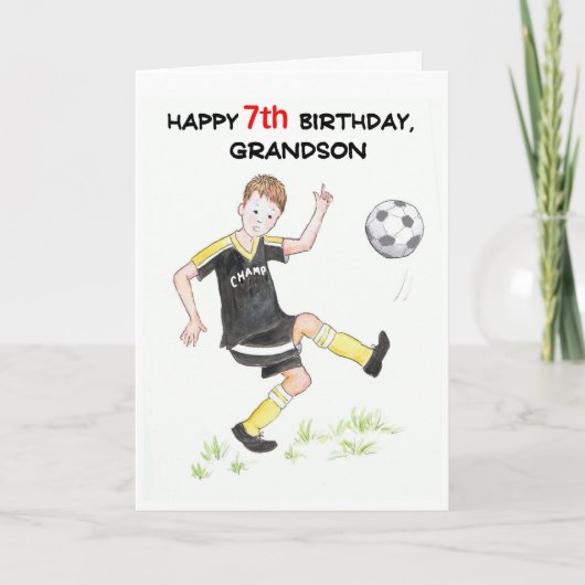7e carte d'anniversaire pour un petit-fils - Footb (Devant)