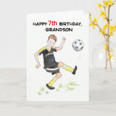 7e carte d'anniversaire pour un petit-fils - Footb (Fleur jaune)