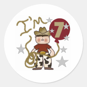 7e Cowboy Verjaardag Ronde Sticker