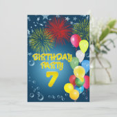 7e fête d'anniversaire Invitation avec ballons (Debout devant)