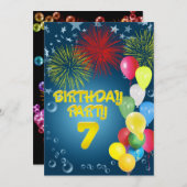 7e fête d'anniversaire Invitation avec ballons (Devant / Derrière)