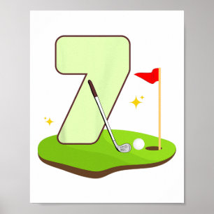 7e Golf Verjaardag Golfer 7 jaar oud Bday Party Ki Poster