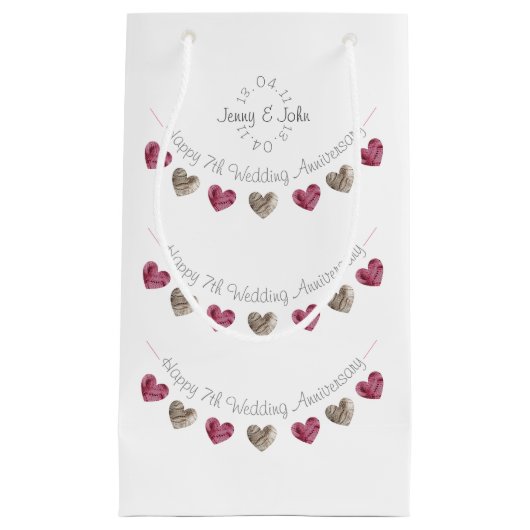 7e huwelijksdag ter wereld kleine cadeautas (Voorkant)