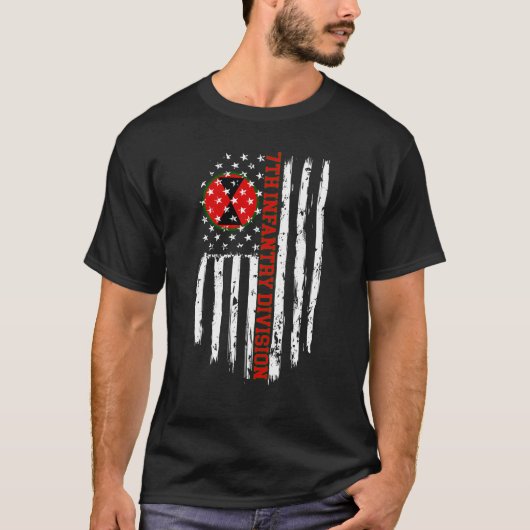 7e infanteriedivisie Amerikaanse vlag T-Shirt (Voorkant)