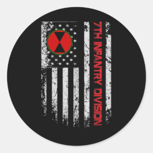 7e Infanteriedivisie Vlag van de Verenigde Staten Ronde Sticker