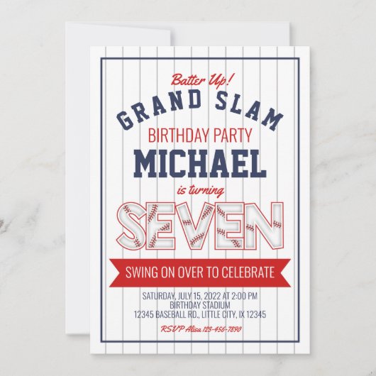 7e Invitation d'anniversaire de baseball (Devant)