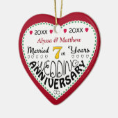 7e Jubileum Cadeau Hart Gevormd Kerst Keramisch Ornament (Links)