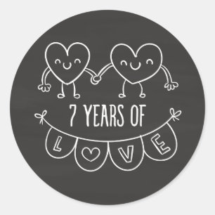 7e Jubileum - Gift Chalk Hearts Ronde Sticker