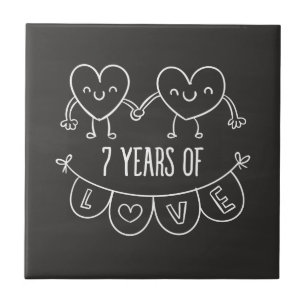 7e Jubileum - Gift Chalk Hearts Tegeltje