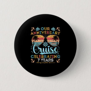 7e jubileumcruise die 7 jaar koppel viert ronde button 5,7 cm