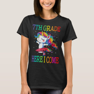 7e klas Hier kom ik eenhoorn terug naar school T-shirt
