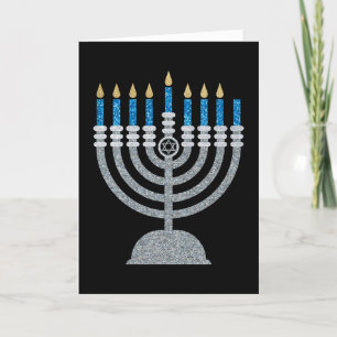 7e nacht van de Hanukkah Glitter Card Bedankkaart