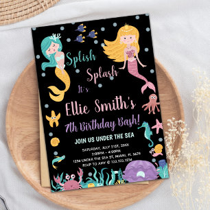 7e onder het zee Blond Mermaid Invitations Kaart