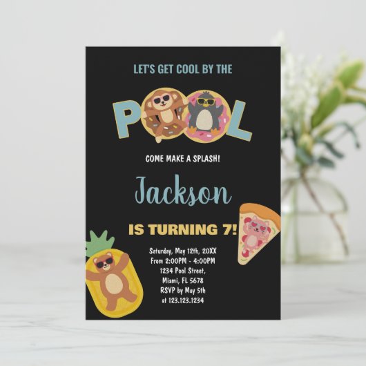 7e pool de singes noirs Invitations d'anniversaire (Debout devant)