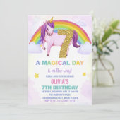 7e Rainbow Unicorn Anniversaire Invitations Cloud (Debout devant)