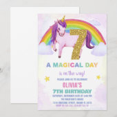 7e Rainbow Unicorn Anniversaire Invitations Cloud (Devant / Derrière)