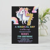 7e Rainbow Unicorn Anniversaire Invitations waterc (Debout devant)