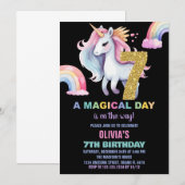 7e Rainbow Unicorn Anniversaire Invitations waterc (Devant / Derrière)