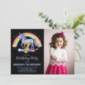 7e Rainbow Unicorn Birthday Invitations photo (Debout devant)