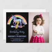7e Rainbow Unicorn Birthday Invitations photo (Devant / Derrière)